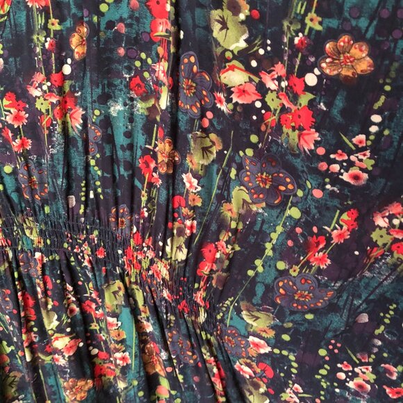 Natural Life Sanibel kaftan cover-up L Large floral relaxed dress kimono - Picture 9 of 9